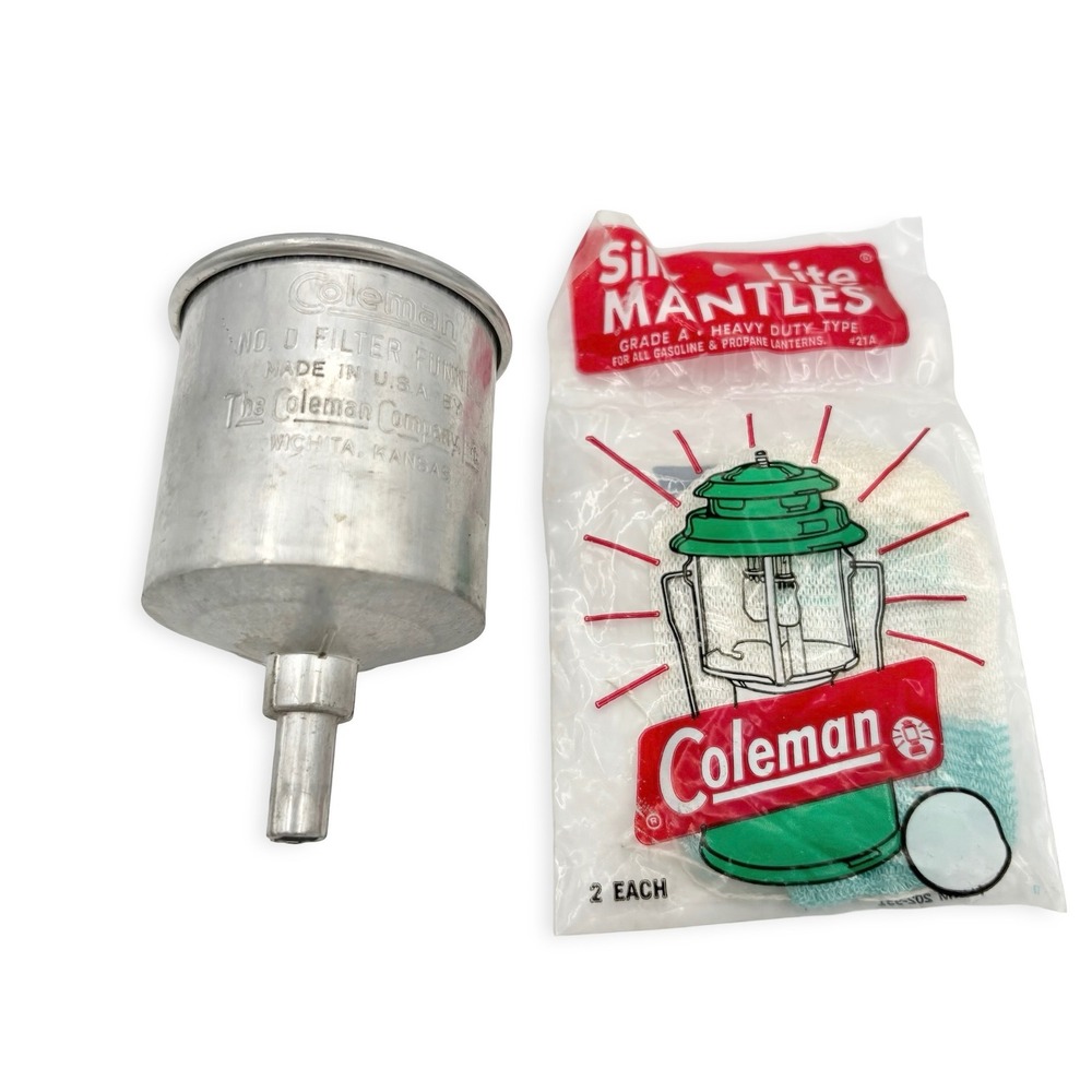 Vintage Coleman No. 0 Funnel Aluminum Fuel Filter NOS #21A Silk Mantles Lantern
